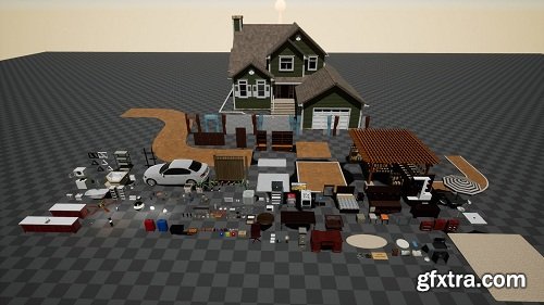 Suburban House Low-poly 3D model