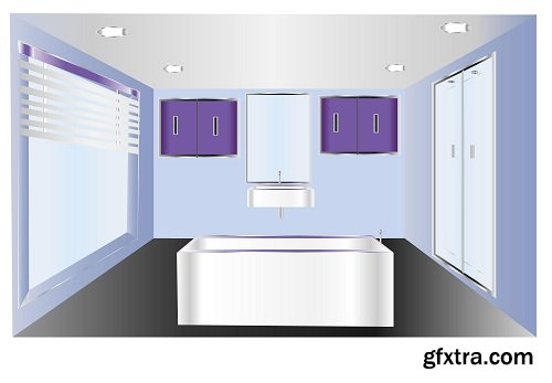 Bathroom interior design in illustrator and Photoshop