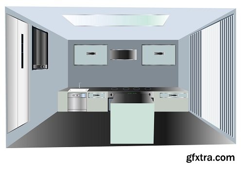 Kitchen interior design in illustrator and Photoshop