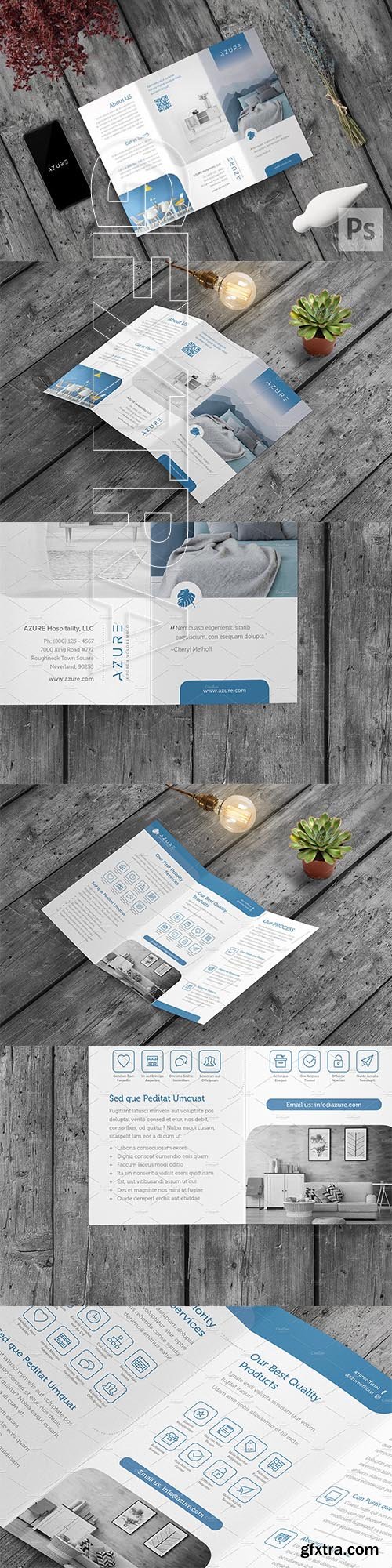 CreativeMarket - Azure Multipurpose Trifold PSD 3302835