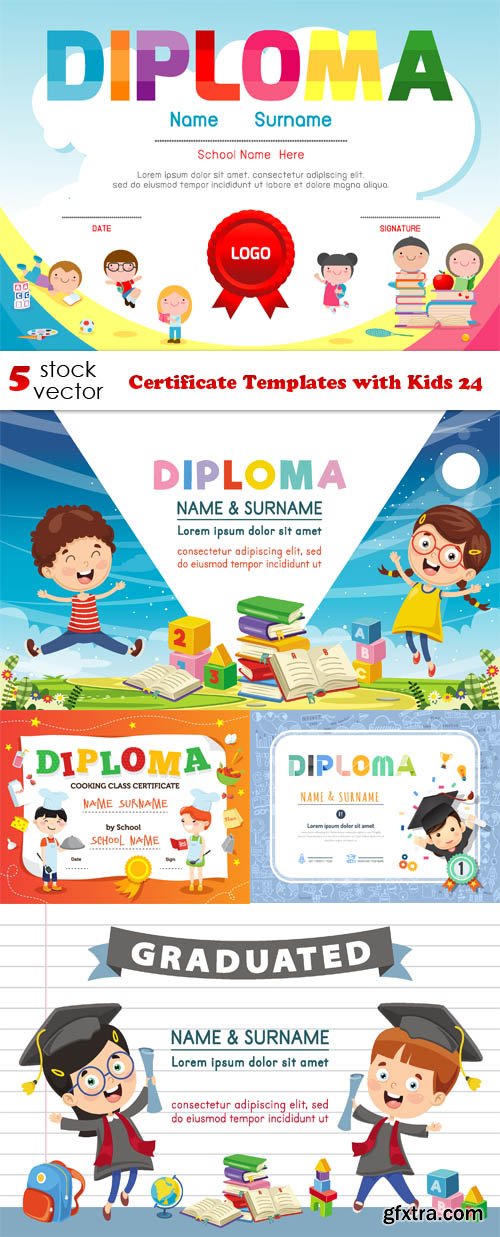 Vectors - Certificate Templates with Kids 24