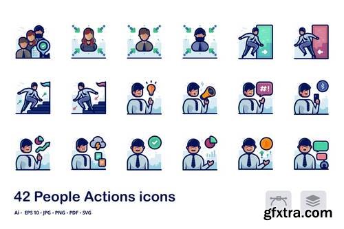 People actions detailed filled outline icons