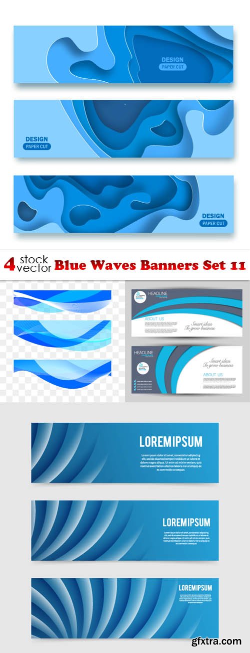 Vectors - Blue Waves Banners Set 11