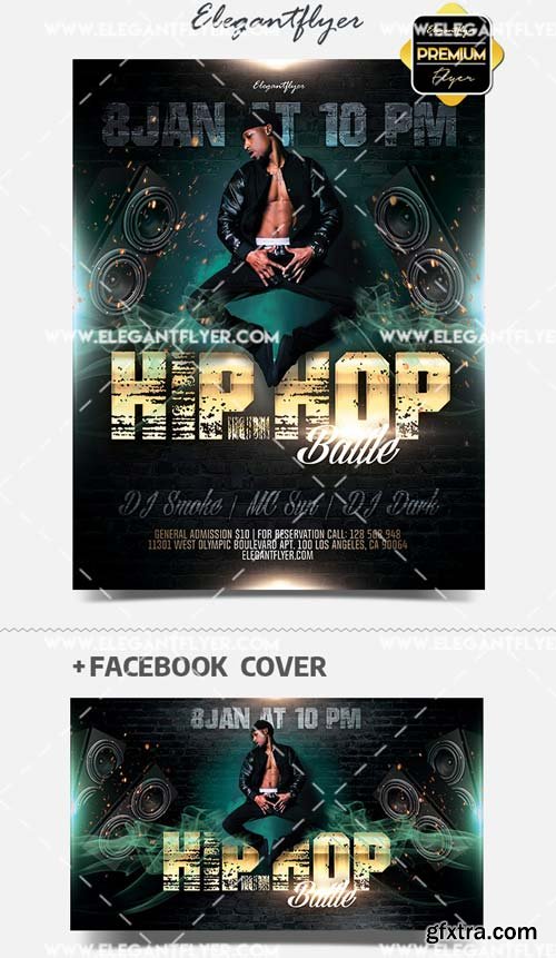 Hip-Hop Battle V1 2019 PSD Flyer Template + Facebook Cover + Instagram Post