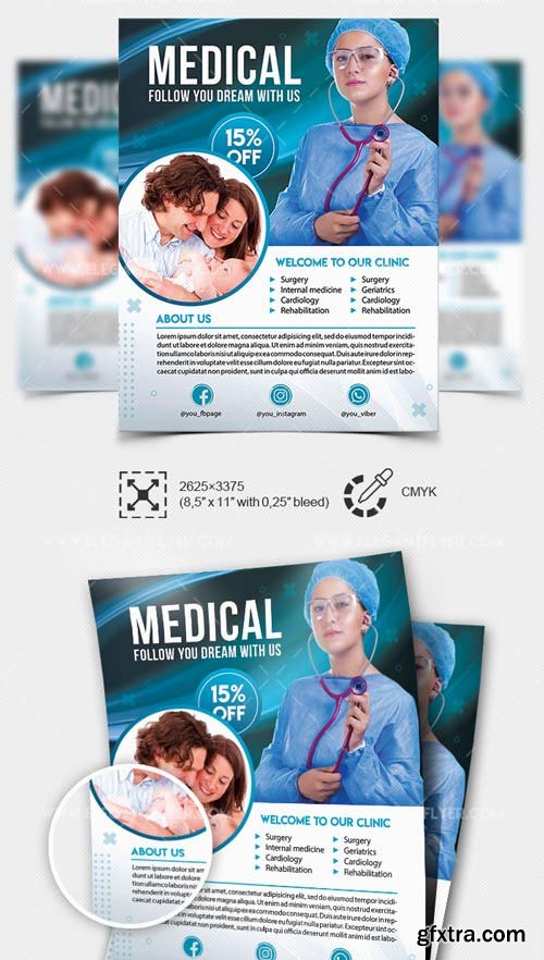 Medical Help V1 2019 PSD Flyer Template + Facebook Cover + Instagram Post