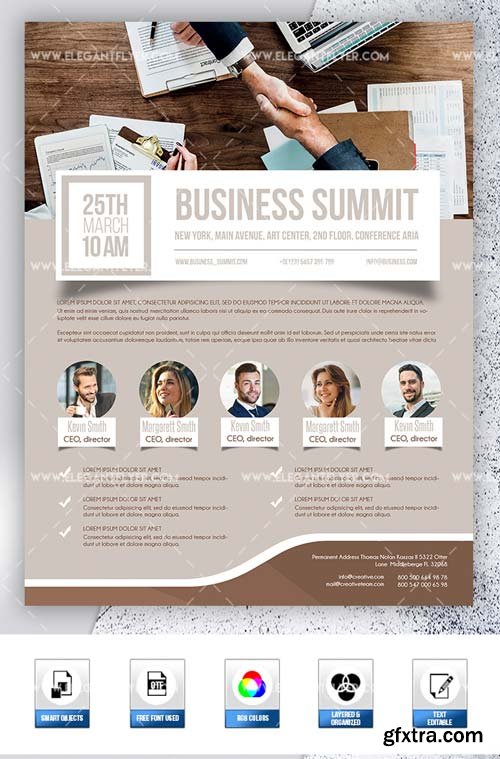 Business Summit V1 2019 PSD Flyer Template + Facebook Cover + Instagram Post