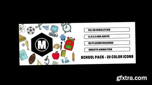 MotionArray School Pack - 20 Color Icons 179129