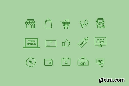 15 Black Friday Cyber Monday Icons