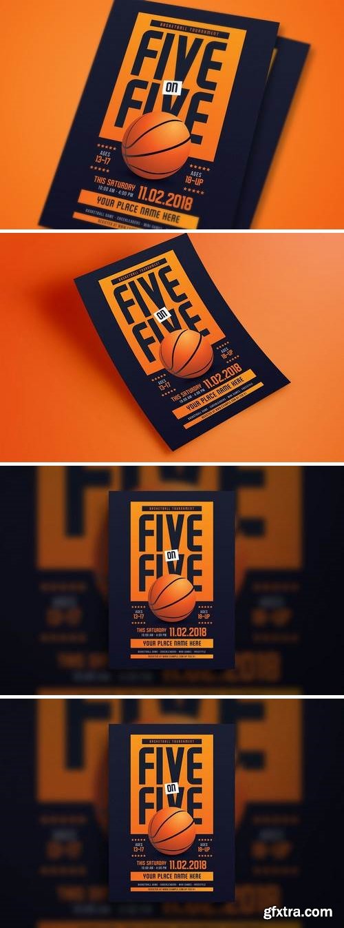 5 On 5 Basketball Tournament Flyer