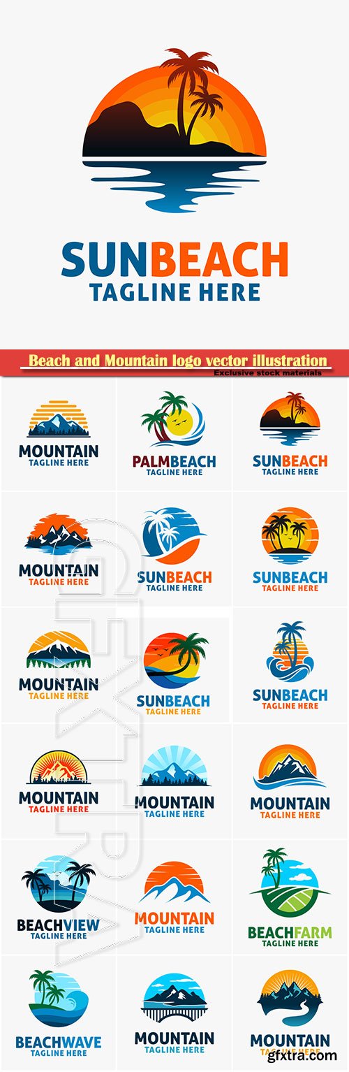 Beach and Mountain logo vector illustration