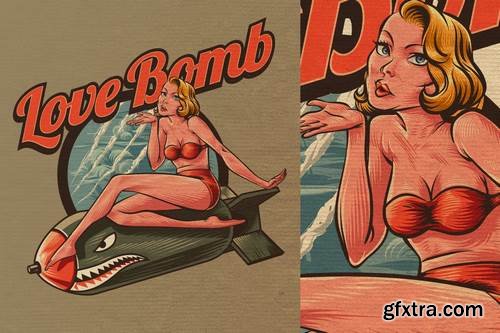 Retro Vintage Pin Up Girl Logo