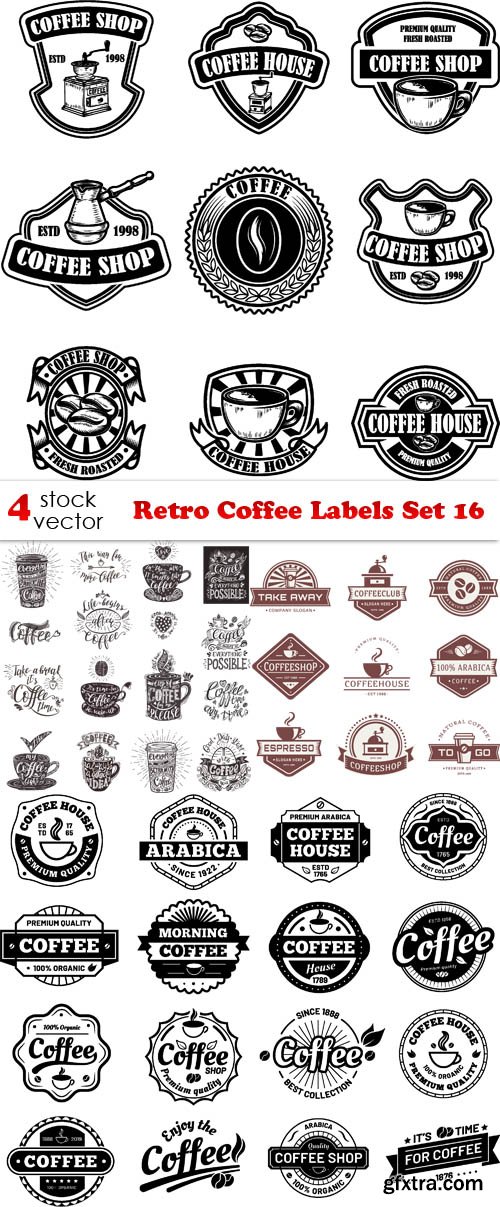 Vectors - Retro Coffee Labels Set 16