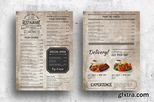 Vintage Single Page Menu Bundle