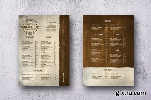 Vintage Single Page Menu Bundle