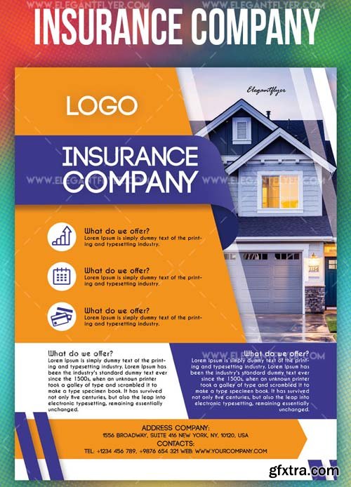 Insurance Company V1 2019 PSD Flyer Template + Facebook Cover + Instagram Post