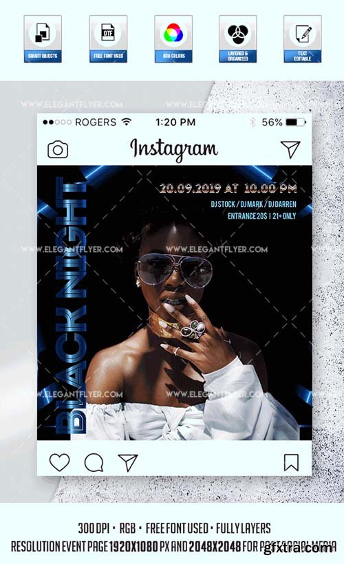 Black Black Night V1 2019 Animated Instagram Stories + Instagram Post + Facebook Cover