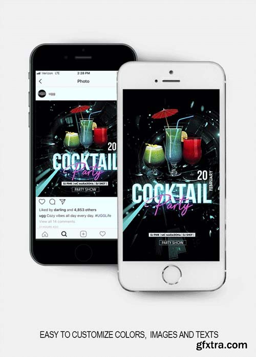 Cocktail Party V1 2019 Animated Instagram Stories + Instagram Post + Facebook Cover