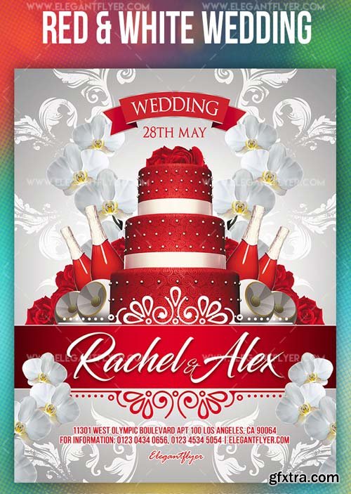 Red and White Wedding V1 2019 PSD Flyer Template + Facebook Cover + Instagram Post