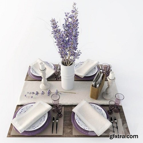 Table setting with lavender