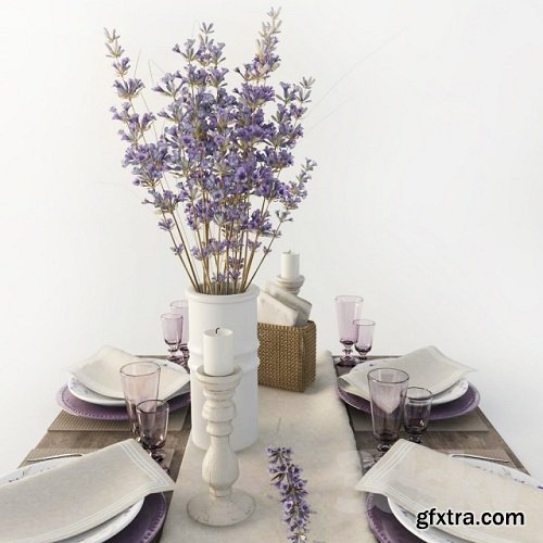 Table setting with lavender