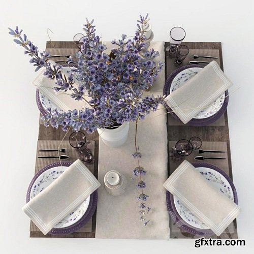 Table setting with lavender