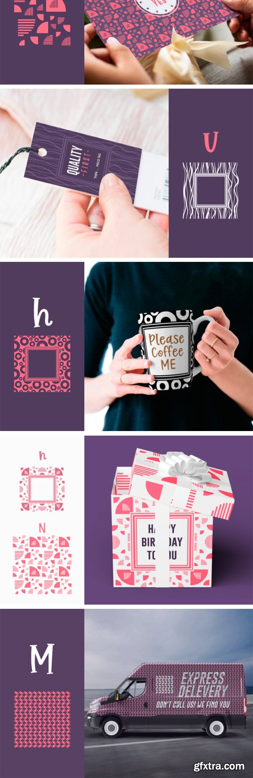 Seamless Pattern & Frames Font