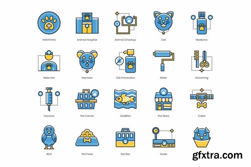 60 Veterinary Icons Kinetic Series