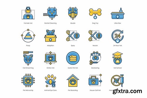 60 Veterinary Icons Kinetic Series