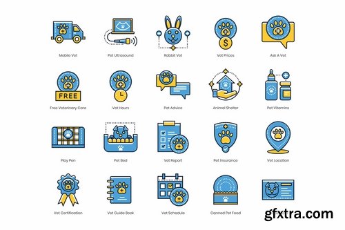 60 Veterinary Icons Kinetic Series