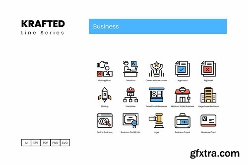 90 Business Icons Krafted Line Series