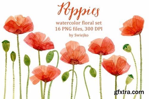 Watercolor Poppies