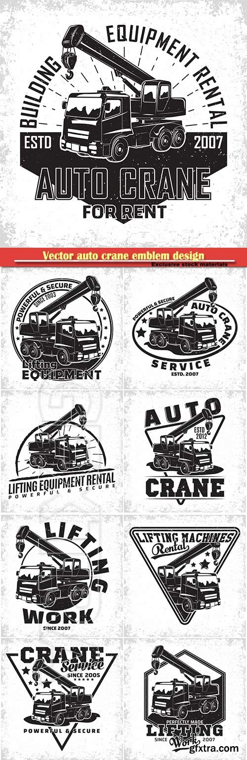 Vector auto crane emblem design