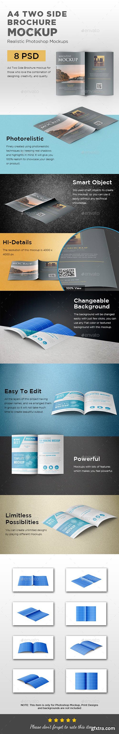 A4 Two Side Folded Brochure Mockup