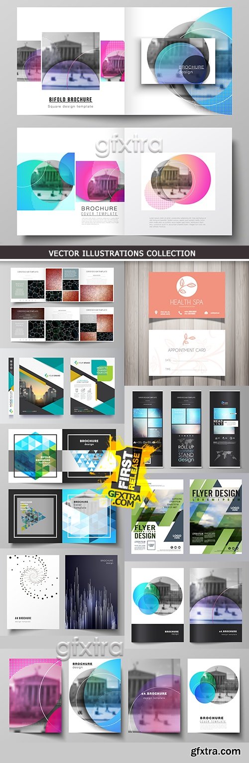 Business card brochure abstract templates and gift voucher 36