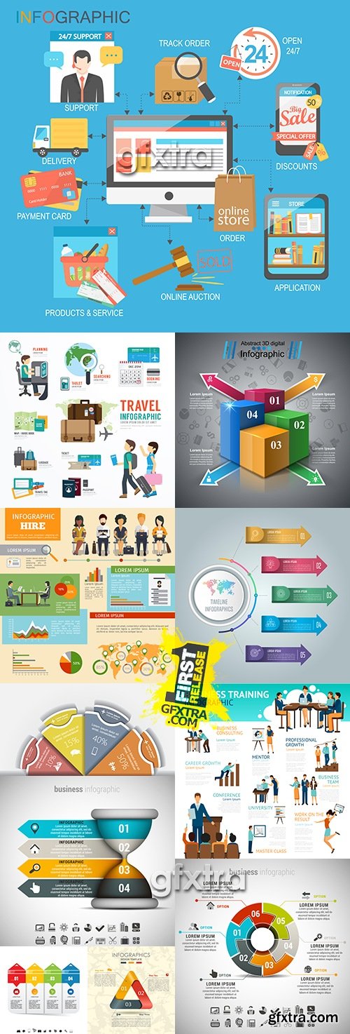 Business infographics options elements collection 32