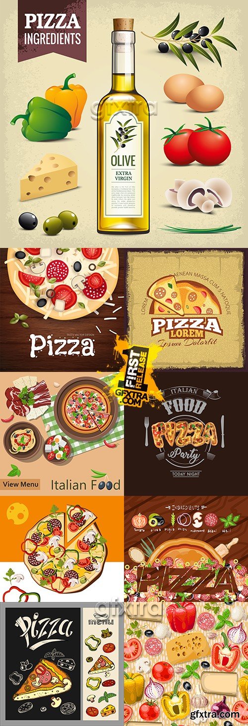 Pizza Italian restaurant menu delivery emblem design