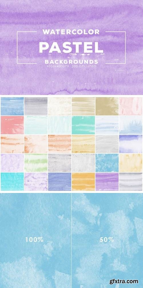 30 Pastel Watercolor Backgrounds