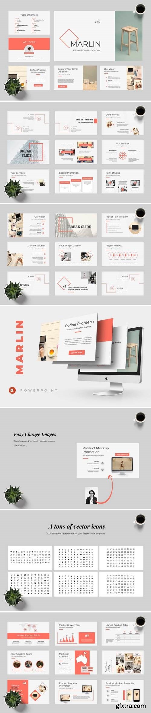 Marlin - Startup Powerpoint, Keynote, Google Sliders Templates