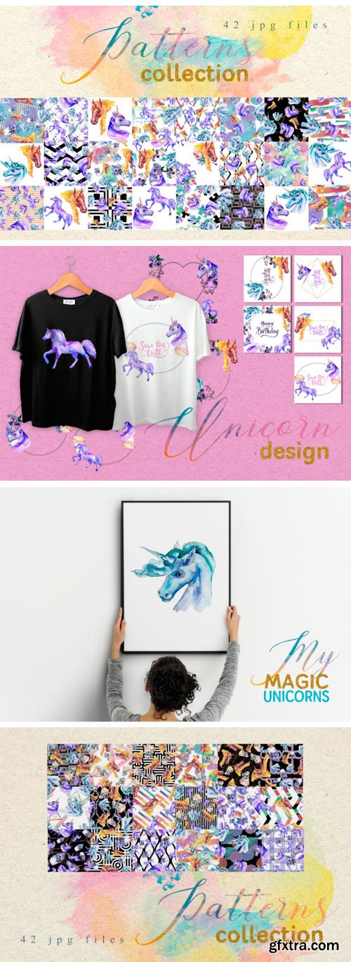 Magic Unicorn Watercolor PNG 881180