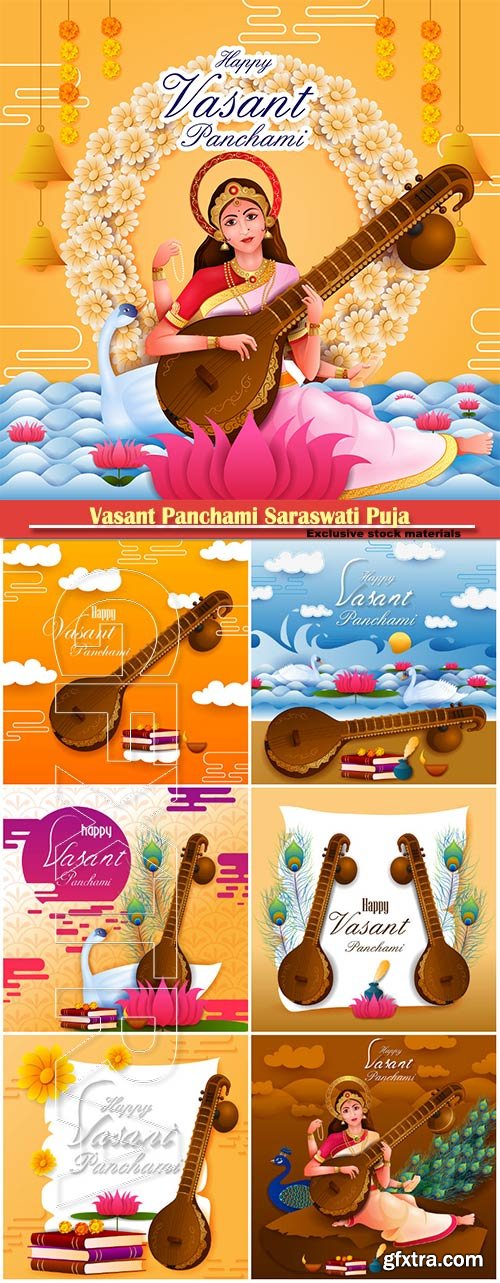 Vasant Panchami Saraswati Puja Indian festival background