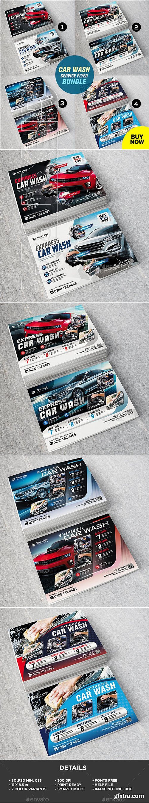 GraphicRiver - Car Wash Flyer 4 in 1 Bundle 23258683