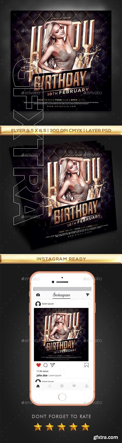 GraphicRiver - Gold Birthday Party Flyer 23259383