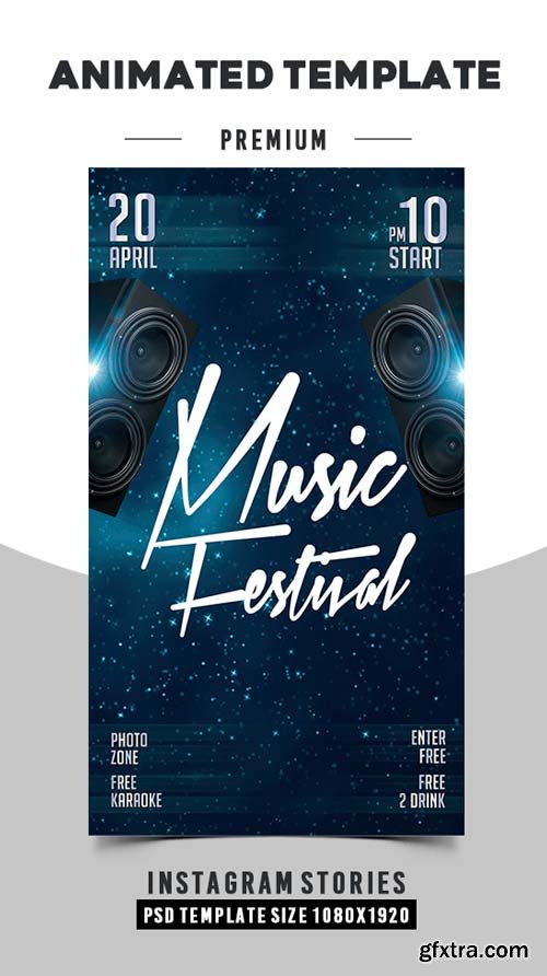 Music Festival V2 2019 Animated Instagram Stories + Instagram Post + Facebook Cover