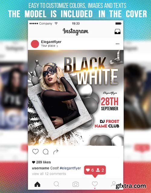 Black and White Party V1 2019 Instagram Post + Facebook Cover