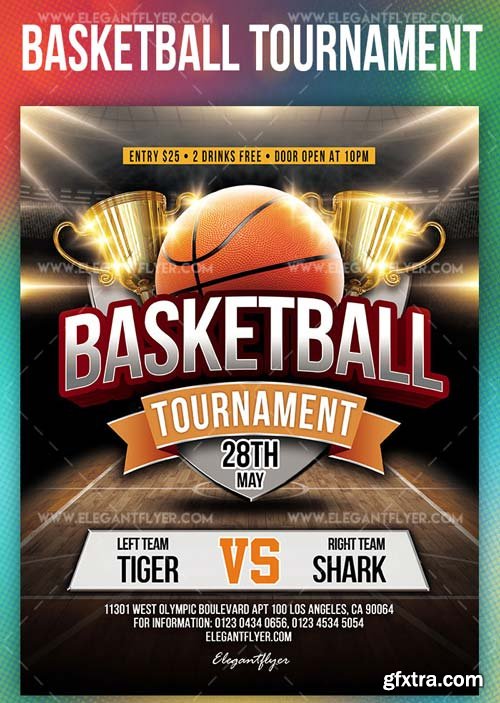 Basketball Tournament V3 2019 PSD Flyer Template + Facebook Cover + Instagram Post