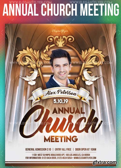 Annual Church Meeting V1 2019 PSD Flyer Template + Facebook Cover + Instagram Post