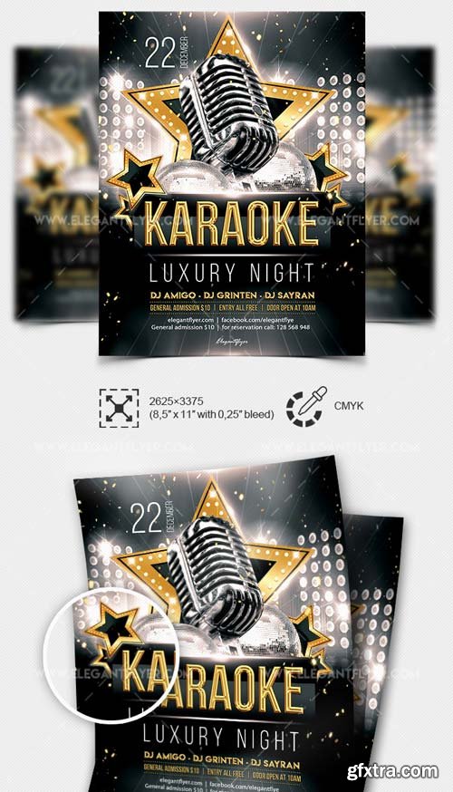 Luxury Karaoke Night V1 2019 PSD Flyer Template + Facebook Cover + Instagram Post