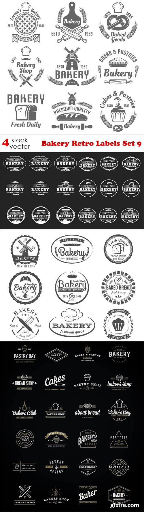 Vectors - Bakery Retro Labels Set 9