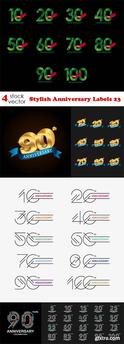 Vectors - Stylish Anniversary Labels 23