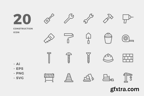 Construction Icons (Solid, Lineal Color, Line, Flat)